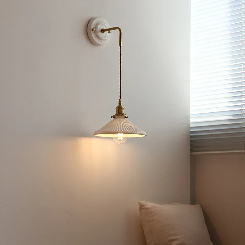 Axyaa Ceramic LED Wall Sconce with Adjustable Copper Arm