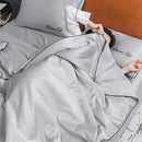 Axyaa Embroidered Tencel Cool Quilt Set with Ice Silk for Summer Luxe Comfort
