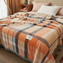 Axyaa King Size Plaid Coral Fleece Blanket Set for Autumn Winter Luxe Comfort