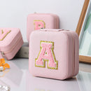 Axyaa Sequin Letter Jewelry Box with Mirror - Cute Portable Organizer Gift