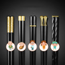 Axyaa Japanese Alloy Non-Slip Sushi Chopsticks Set - 5 Pair Reusable Tableware Gift