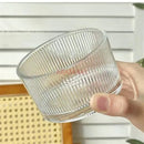 Axyaa Circular Hammer Glass Bowl Set - Dessert Salad Candy Plate with Vertical Stripes