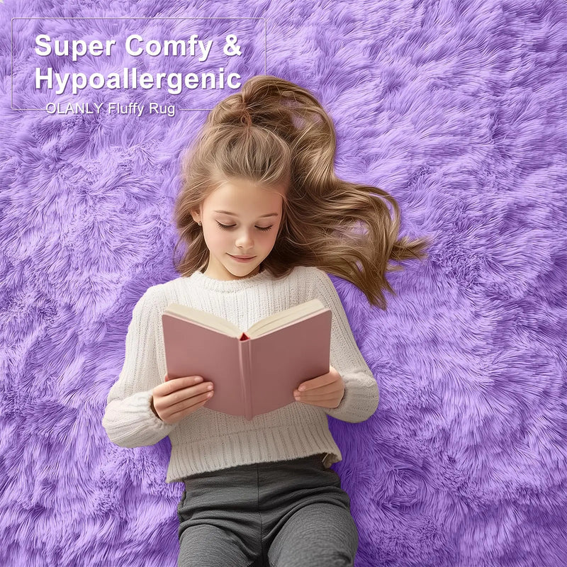 Axyaa Kids Bedroom Shaggy Carpet: Soft, Fluffy, Cozy Rugs for Boys and Girls
