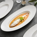 Axya Scaly Texture Ceramic Fish Plate | Oval Dessert Sushi Dish