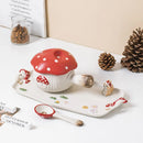 Axyaa Cartoon Girl Red Mushroom Ceramic Tableware Set