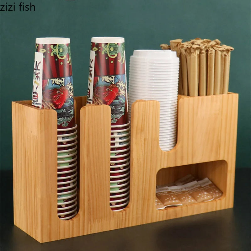 Axya Bamboo Cup Holder & Storage Organizer Display Stand