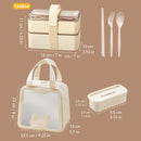Axyaa 1440ml Double-Layer Bento Lunch Box with Cutlery - Microwave Safe