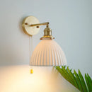 Axyaa Brass Ceramic Wall Lamp for Luxurious Bedroom Atmosphere