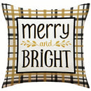 Axyaa Merry And Bright Christmas Holiday Pillow Cover for Sofa, Bedroom & Car