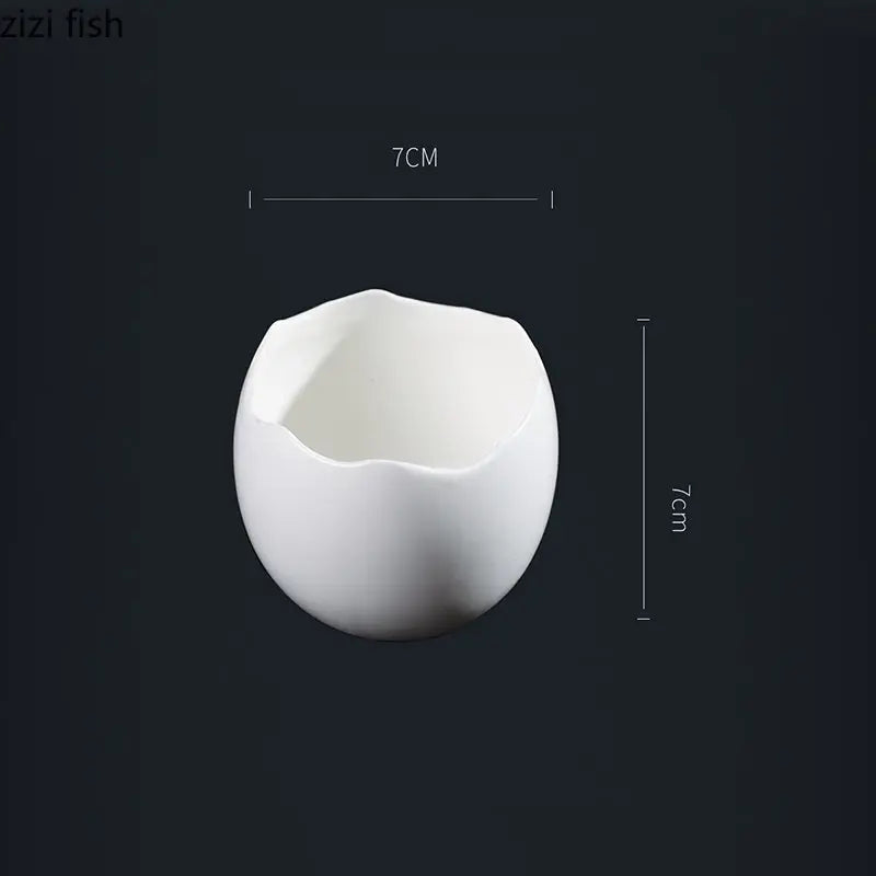 Axya Ceramic Egg Shell Dessert Bowl Set - Solid Color Tableware for Snacks & Soup
