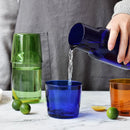 Axyaa 550ml Bedside Water Carafe and Glass Set in Blue, Amber, Teal, Grey Glass