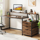 Axyaa Industrial Office Desk with File Drawer and Monitor Stand