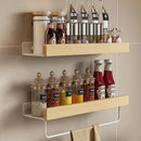 Axyaa Wood Spice Rack Organizer with Hooks for Kitchen Storage