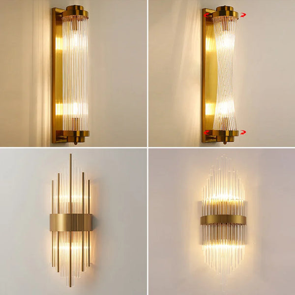 Luxury Modern Crystal Wall Lamp Light for Living Room - Axyaa Golden LED Wall Sconce
