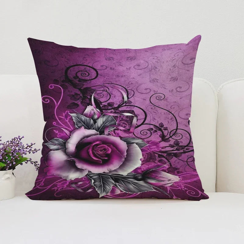 Axyaa Rose Print Pillow Cover - Romantic Home Decor & Gift