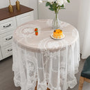 White Lace Tablecloth by Axyaa - Elegant Floral Embroidered Cover for Dinning & Wedding Tables