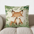 Axyaa Bear & Leaves Pillow Cover - Sofa Bedroom Car Decor Home Cotton Pillow Case