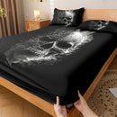 Axyaa Skull Pattern Fitted Sheet Set - Soft & Comfortable Bedding for Bedroom & Dorm