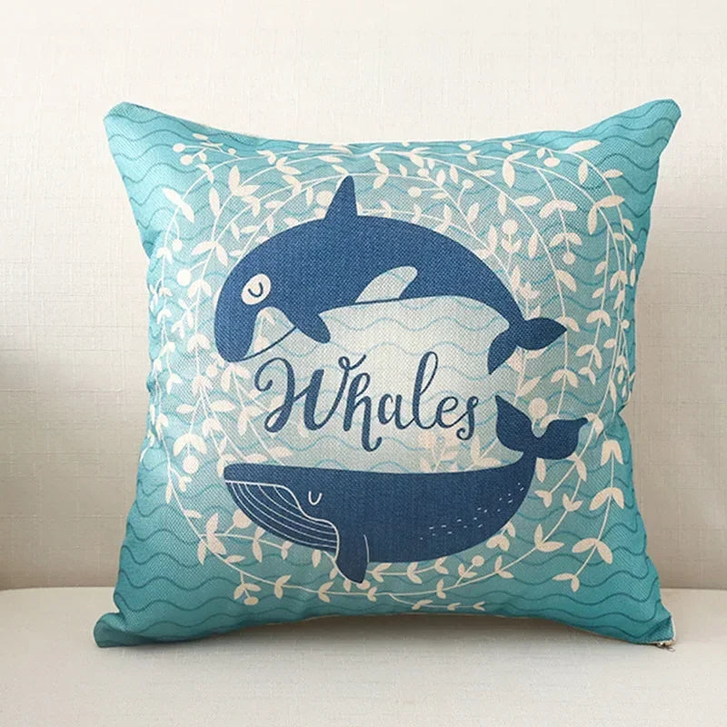 Nordic Cartoon Print Pillow Cover for Axyaa Square Cushion Sofa Decor