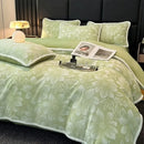 Axyaa High-End Jacquard Milk Fleece Winter 4-Piece Bed Set