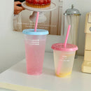 Axyaa Kawaii Straw Lid Tumbler Cold Coffee Juice Tea Cup Reusable BPA-Free - 18 words