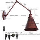 Axyaa Retro LED Swing Arm Bedside Wall Lamp