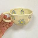 Axyaa Irregular Flower Ceramic Mug Yellow - Korean Style Cute Tea Cup