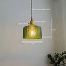 Axyaa Green Glass Pendant Light Chandelier, Nordic LED Hanging Lamp for Home Decor