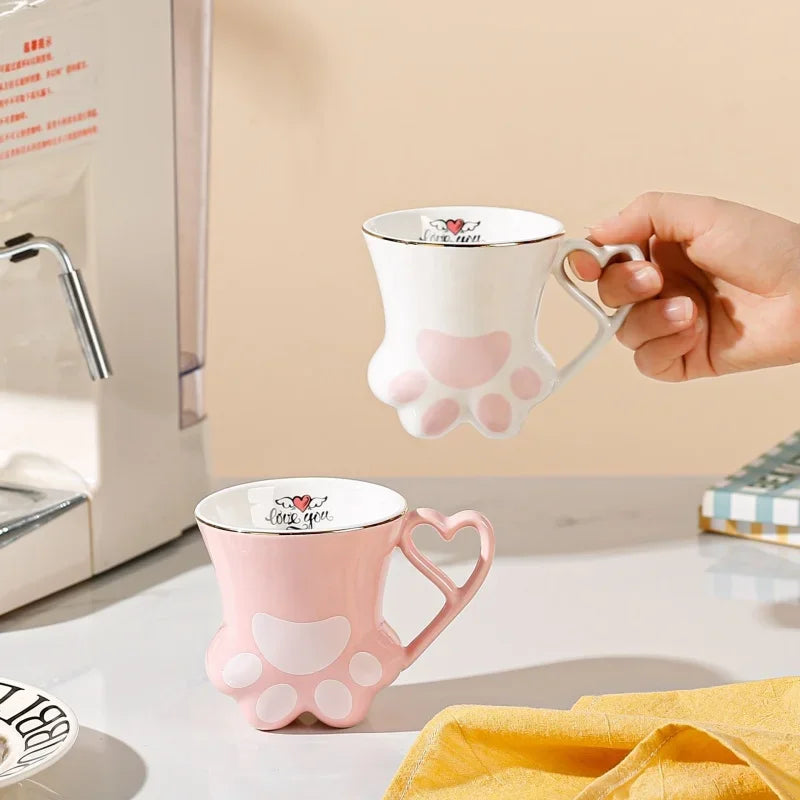 Axyaa Ceramic Cat Scratch Paw Cup - 300ml High Appearance Level Teacup Pair