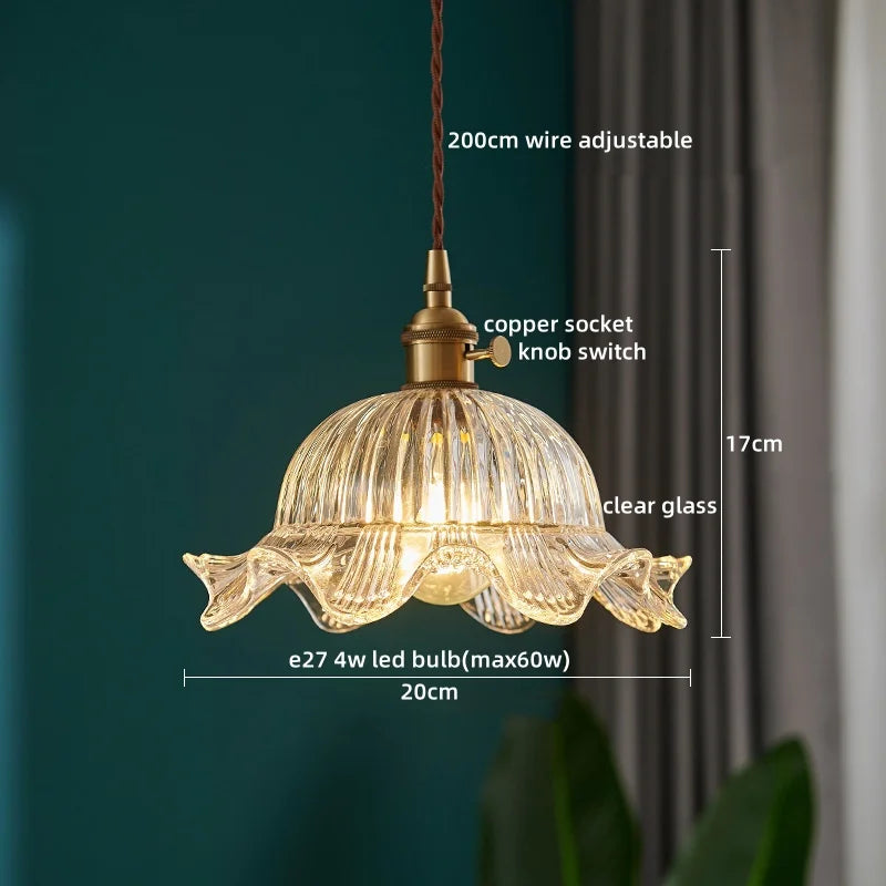 Axyaa Copper Glass LED Pendant Chandelier for Home Decor