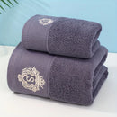 Axyaa Cotton Towel Set: Hand & Bath Towel Embroidered, White, Gift for Men/Women