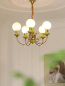 Axya Vintage Green Chandelier: Pastoral Style Lighting Fixtures for Bedroom, Homestay, Restaurant