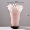 Axyaa Large Glass Vase with Lotus Leaf Edge for Home Decoration