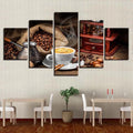 Axyaa Coffee Art 5-Piece Canvas Decor Painting Set for Living Room & Dining Room