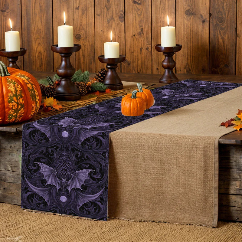 Axyaa Halloween Skull Abstract Pattern Table Runner