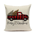 Axyaa Christmas Pickup Trucks Linen Cushion Covers 45x45 for Modern Home Decor