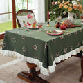 Axyaa Christmas Embroidered Cotton Tablecloth Rectangle Retro Farmhouse Dining Room Decor