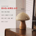 Axyaa Ceramic Mushroom Table Lamp LED Wood Art Decor Light for Bedroom