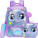 Axyaa Cute Animal Primary School Girls Rolling Backpack Set