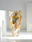Axyaa Crystal Glass Vase Gold Enamel European Decoration Housewarming Gift