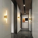 Axyaa Copper Line Pipe Wall Sconces with Acrylic Lampshade for LED Bedroom Wall Lamp