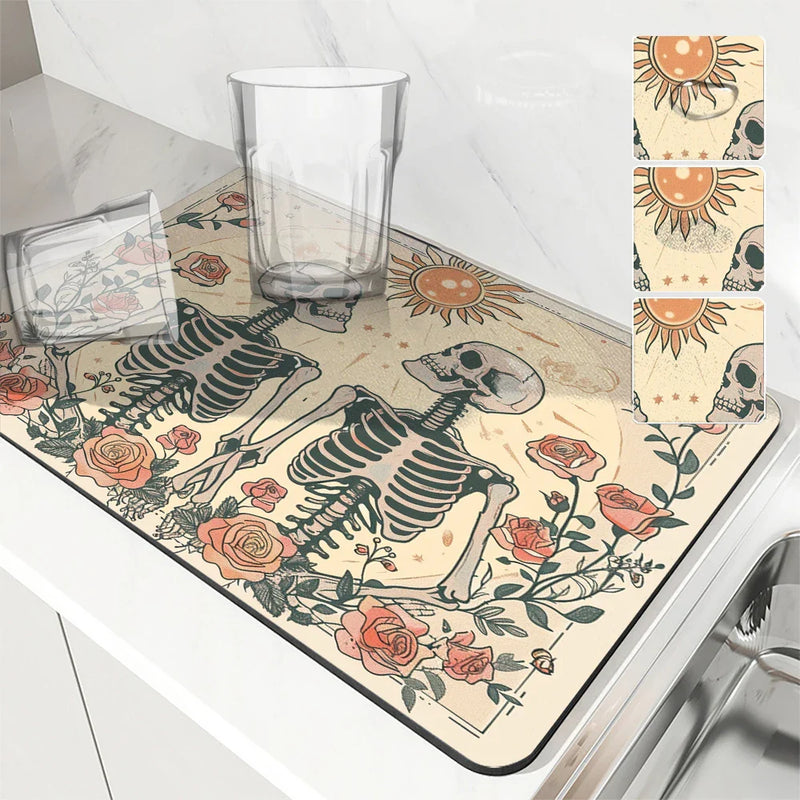 Axyaa Halloween Watercolor Draining Mat - Antiskid & Absorbent