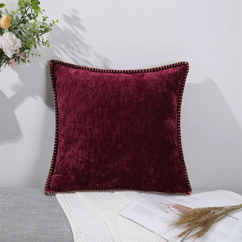 Luxurious Chenille Green Cushion Cover for Sofa Home Decor by Axyaa