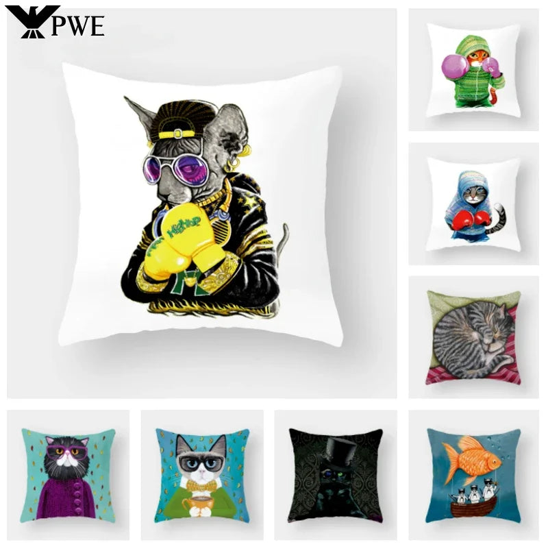 Axyaa Cat Print Pillowcase 45*45cm