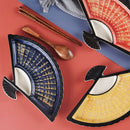 Axyaa Ceramic Sushi Snack Plate Hand-painted Japanese Fan-shaped Dumpling Dish