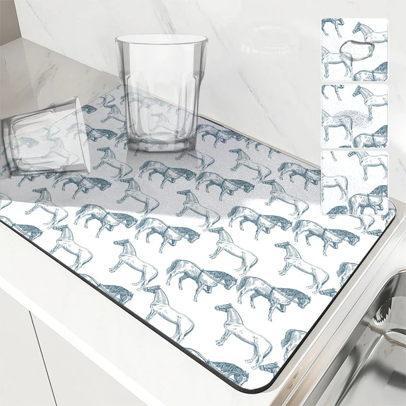 Axyaa Non-Slip Absorbent Drying Mat for Kitchen Counter and Tableware
