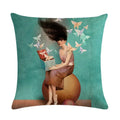 Axyaa Fairy Girl Linen Pillowcase for Home Decor 45X45CM