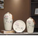 Axyaa Chinese Style Sofa Set with Vases - High-End Décor for Living Room & Dining Area