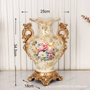 Axyaa Retro Countryside Vase: Luxurious Resin Flower Decoration for Home Living Room.