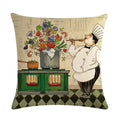 Axyaa Chef Portrait Oil Painting Cotton Linen Throw Pillow Cover 45X45CM